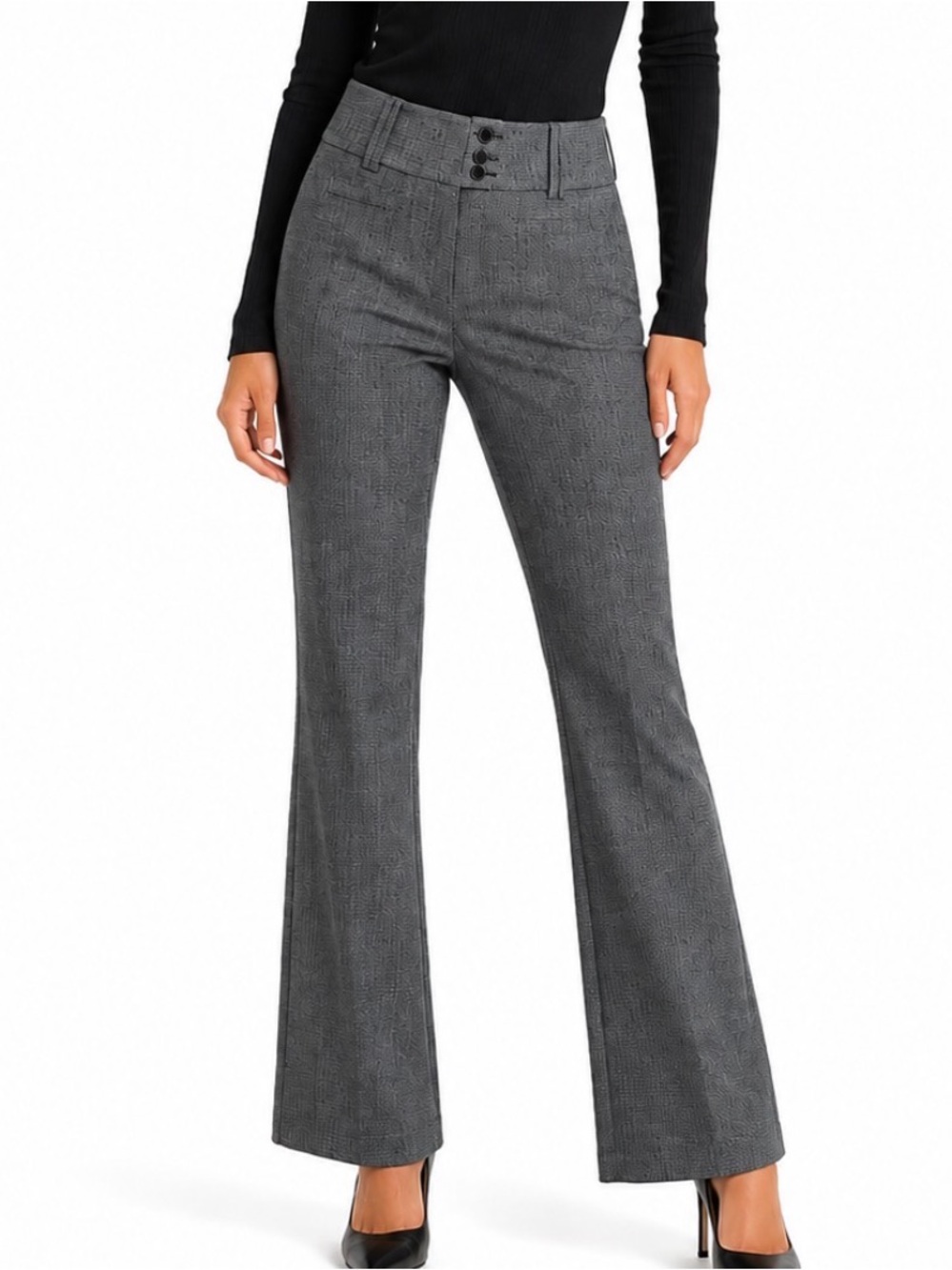 Joe B Gray Patterned Dress Pants trousers workwear career wide leg business SZ 9